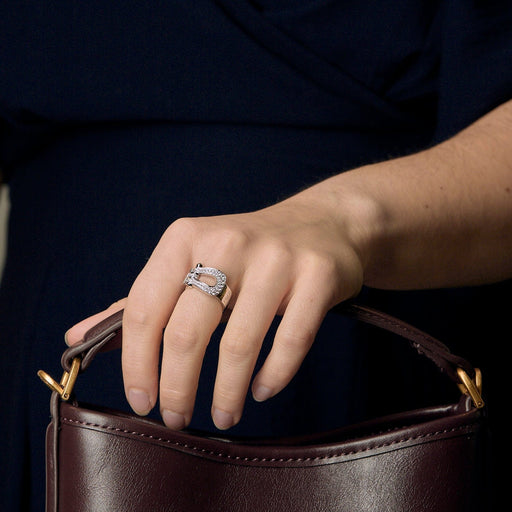 Bague 52 FRED - Force 10 - Bague or gris et diamants 58 Facettes DV18014-2