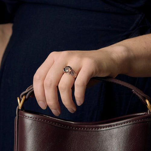 Bague 49 MAUBOUSSIN - Bague en or rose quartz fumé, diamants, saphirs oranges 58 Facettes DV21372-1