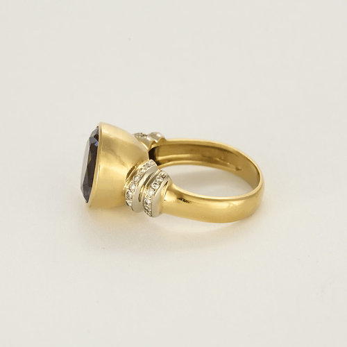 Bague 57 Bague en or jaune et or gris, tanzanite et diamants 58 Facettes DDV0834-10-57-3