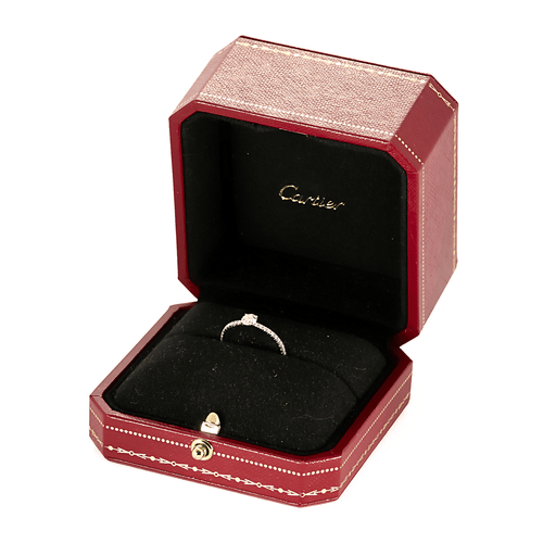 Bague 52 CARTIER - Bague Solitaire Etincelle en platine et diamant 0.30 carat 58 Facettes DV22248-1