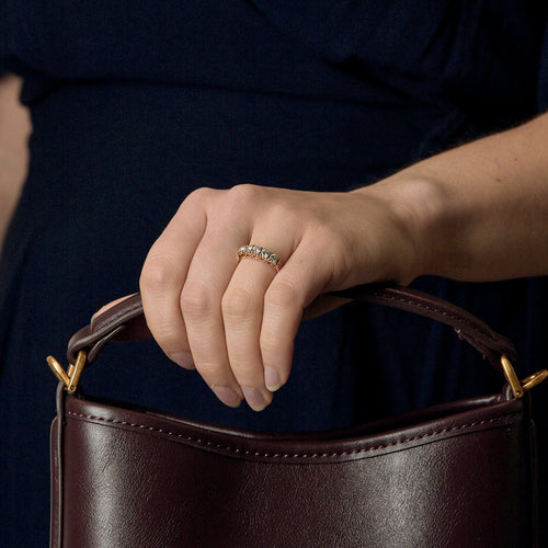 Bague 51 Demie alliance en or jaune et diamants 58 Facettes DV10000-2-51-2