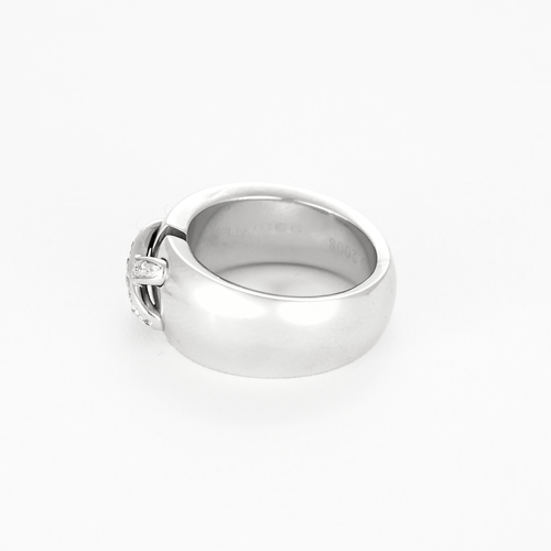 Bague 54 CHAUMET - Bague double lien en or gris et diamants 58 Facettes DDV0975-6