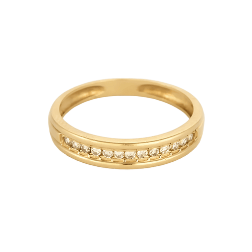 Jemný prsten z žlutého zlata s diamanty