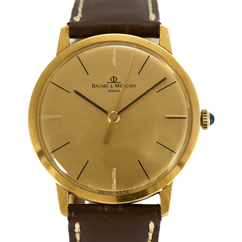 BAUME & MERCIER - Keten Kadran Vintage - Sarı Altın Saat