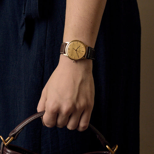 BAUME & MERCIER - Keten Kadran Vintage - Sarı Altın Saat