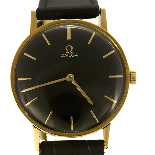 OMEGA - Vintage svart urskive - Gullklokke i gult gull