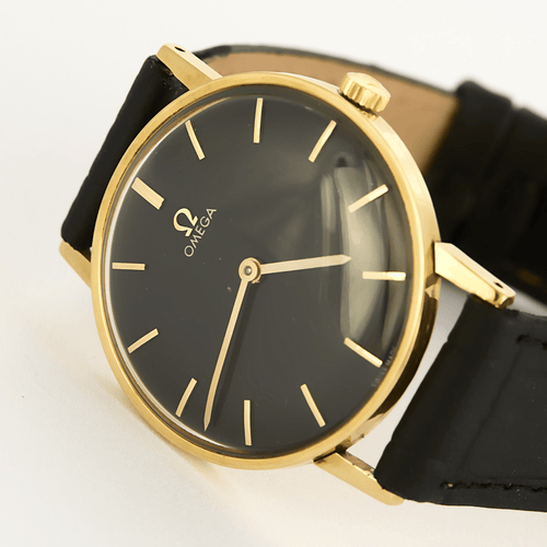 OMEGA - 复古黑色表盘 - 黄金手表