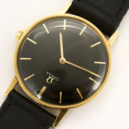 OMEGA - 复古黑色表盘 - 黄金手表