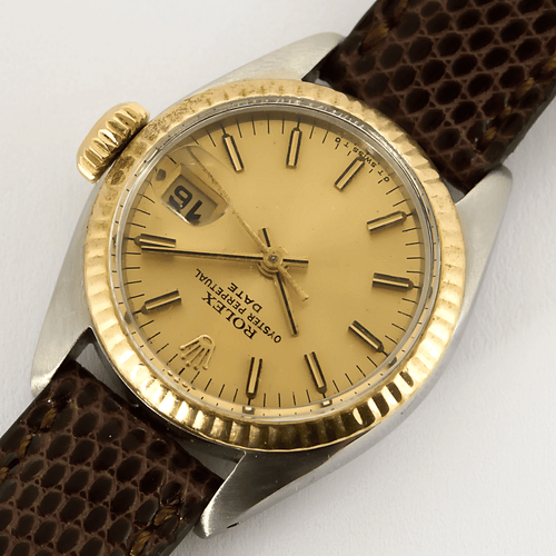 ROLEX - Oyster Perpetual Date - Orologio in acciaio e placcato oro giallo