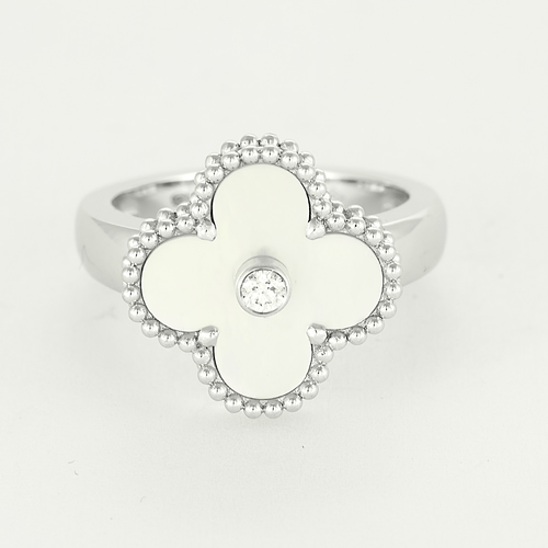 Van Cleef & Arpels - Alhambra - Anillo de oro blanco, nácar y diamante