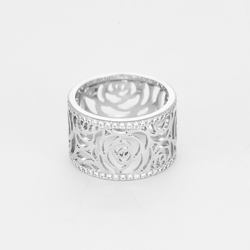 Bague 53 CHANEL - Camelia - Grand Modèle- Bague en or gris et diamants 58 Facettes DV22001- 1-53-2