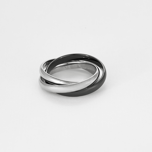 Cartier Sormus Trinity valkokultaa ja keramiikkaa