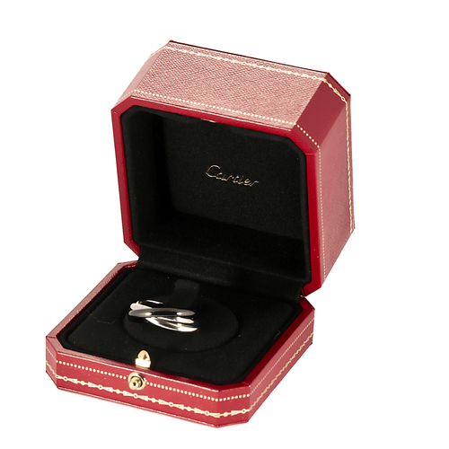 Cartier Sormus Trinity valkokultaa ja keramiikkaa