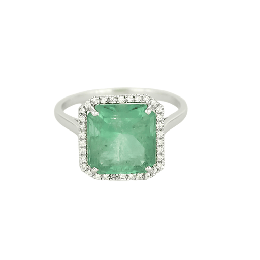 Bague 55 Bague en or gris émeraude et diamants 58 Facettes DV11451-15