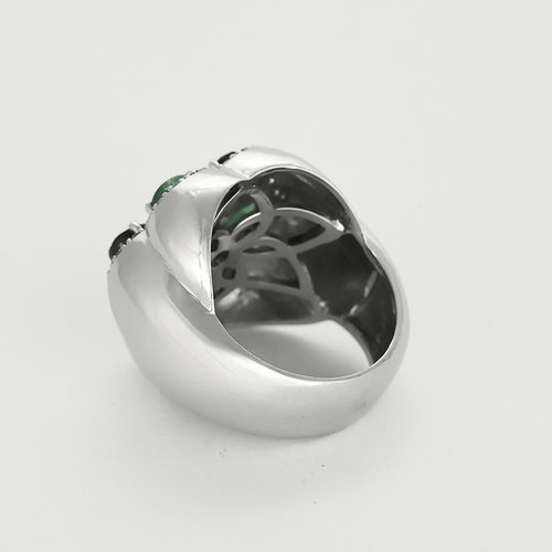 Bague 56 Importante Bague floral or gris, saphirs, émeraudes et diamants 58 Facettes DV22972-5-56-3