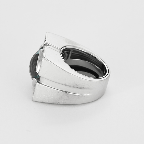 VERSACE - Vigtig ring Signetring i hvidguld, topas og diamanter