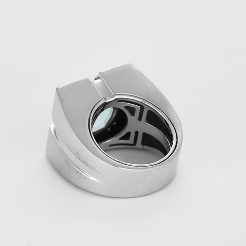 VERSACE - Vigtig ring Signetring i hvidguld, topas og diamanter