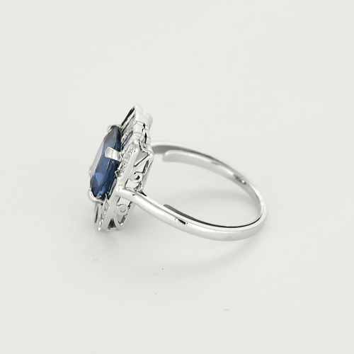 Пръстен в стил Art Deco от Платина, диаманти и сапфири