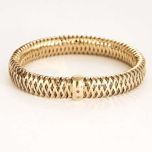 ROBERTO COIN - Pulsera flexible de oro rosa y rubíes sintéticos