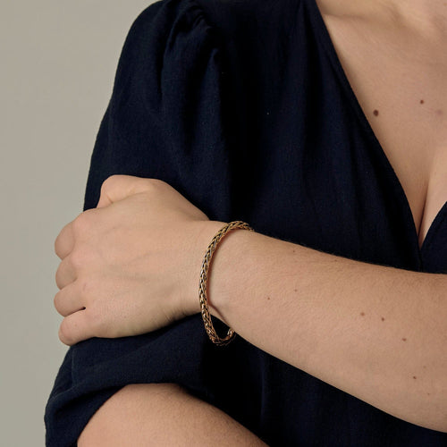 Bağlantı palmiyeli sarı altın bilezik