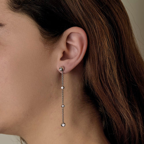 Boucles d'oreilles CHOPARD - Pendants d'oreilles en or gris et diamants 58 Facettes DV0822-2