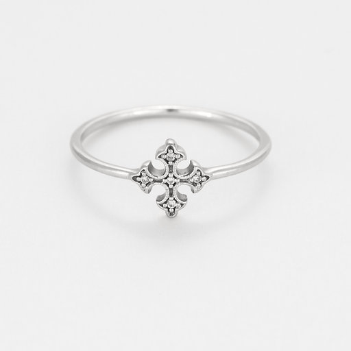 Bague 50 STONE - Bague "Croix" en or gris et diamants 58 Facettes DV23475-2-50-2