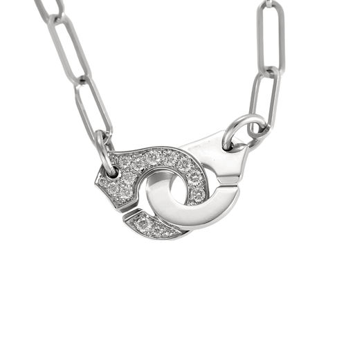 Dinh Van Collana Menottes R10 in oro bianco e diamanti