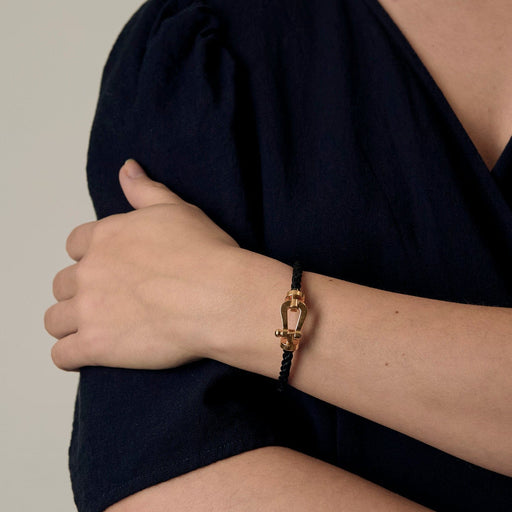 FRED - Force 10 - Großes Modell - Armband aus Roségold und schwarzem Nylon