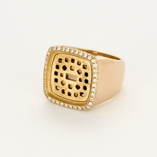 FRED - Pain de sucre - Inel din aur galben și diamante, cabochon de crisopraz interschimbabil