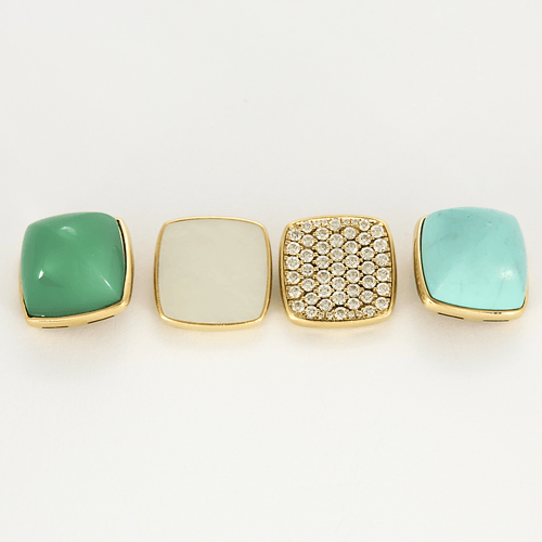 FRED - Pain de sucre - Inel din aur galben și diamante, cabochon de crisopraz interschimbabil