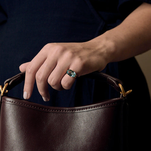 Bague 45 Bague en or jaune et aigue marine facettée 58 Facettes DV23466-4-45-3