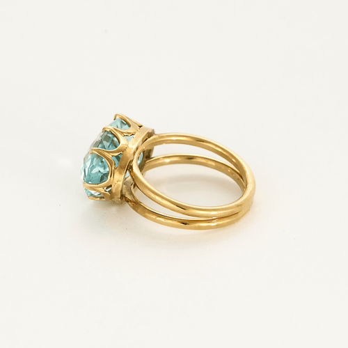 Bague 45 Bague en or jaune et aigue marine facettée 58 Facettes DV23466-4-45-3