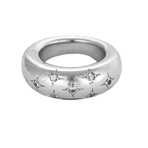 Bague 52 CHAUMET - Bague jonc en or gris et diamants 58 Facettes DV22972-12-52-1