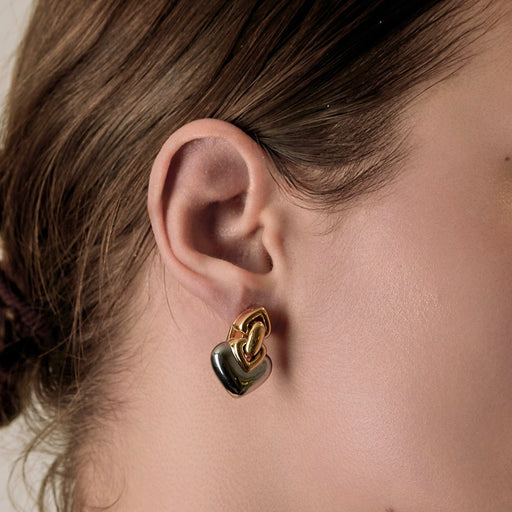 BULGARI - Doppio Cuore - Earrings in two golds