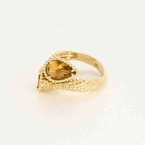 Boucheron - Böhmische Schlange - Ring aus Gelbgold und Citrinen