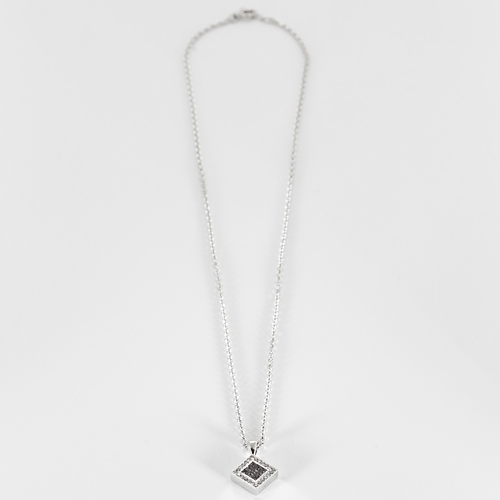 Collier Chaine et pendentif en or gris, saphirs rose et diamants 58 Facettes DV24528-1