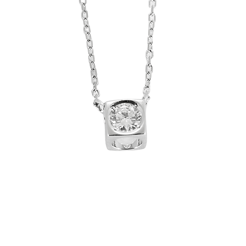 DINH VAN - Le Cube  - Náhrdelník z bílého zlata a diamantů - Střední model