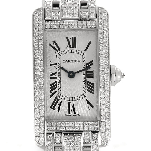 Cartier - Tank Amerikaans - Horloge in witgoud en diamanten