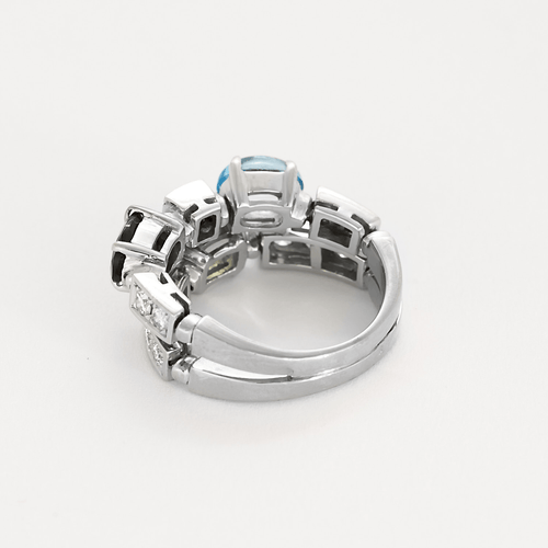 BULGARI - Allegra - Medium Modell Halvledad ring i gult guld, diamanter och färgade stenar