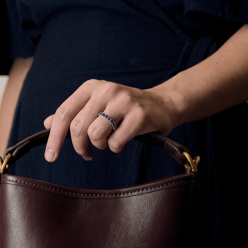 Inel 51 Verighetă din aur alb și safire 58 Facettes DV24426-4-51-2