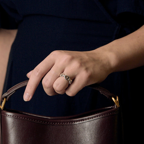 Anillo 52 Hermès Anillo Anillo Chaîne d'Ancre Modelo pequeño plata 58 Facettes DDV24955-1