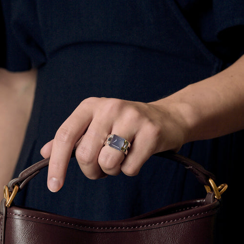 Hermès - Médor - Sormus Hopea, sininen kalsedoni ja timantit