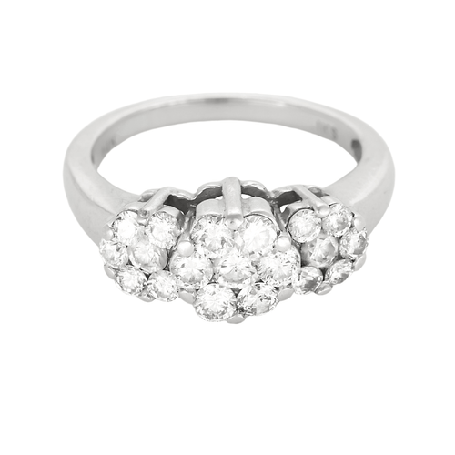 Ring "Bloemen" in 14K witgoud en diamanten