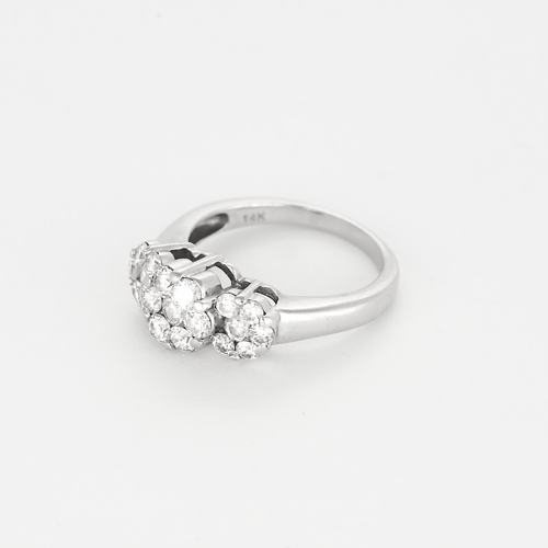 Ring "Bloemen" in 14K witgoud en diamanten