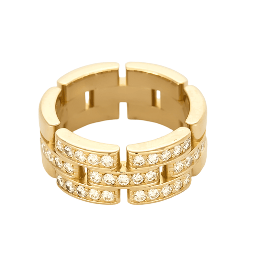 Cartier - Maillon Panthère - Three-row ring, semi-pavé yellow gold and diamonds