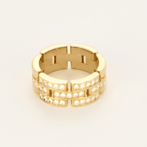 Cartier - Maillon Panthère - Inel cu trei rânduri, semi-pavat din aur galben și diamante