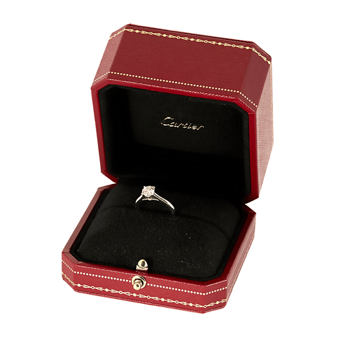 Cartier，单钻戒 1895 - 金色或灰色和钻石