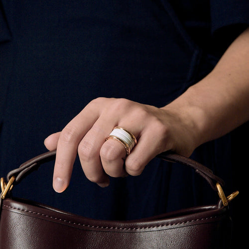 Ring BULGARI - B Zero - Ring i roségull og hvit keramikk 58 Facettes DDV25045-1