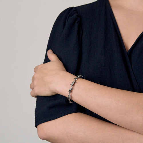 DJULA - Barbelé - Bracciale rigido in oro annerito e diamante