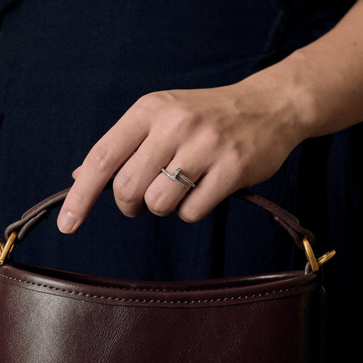 CARTIER - Juste un Clou- Small Semi-Pavé Model - White gold and diamond ring